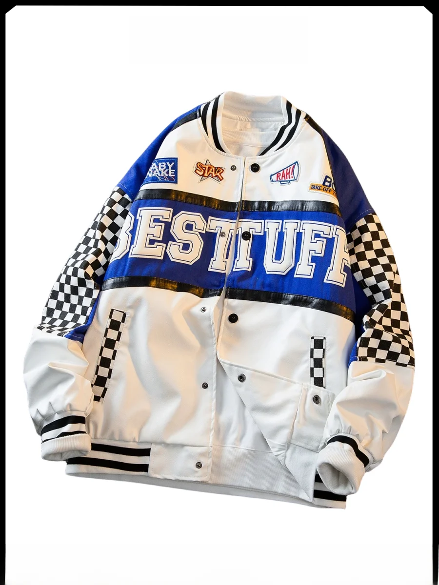 Vintage American Racing Baseball Jaet Men's Oversize Loose Street Sle Denim Coat Youth Trend Autumn Winter Faion Outerwear
Vintage American Racing Baseball Jaet Men's Oversize Loose Street Sle Denim Coat Youth Trend Autumn Winter Faion Outerwear