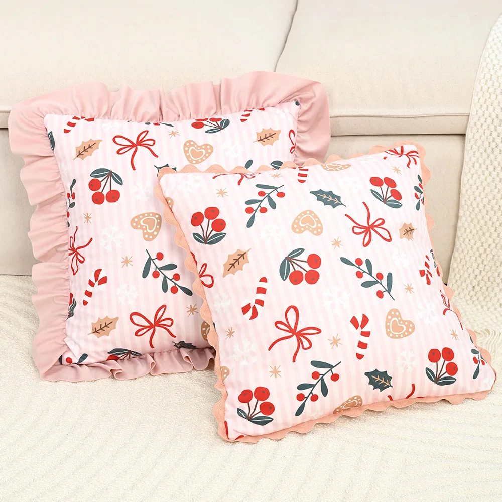 Christmas Floral Lace Ruffle Cushion Cover 45x45cm Velvet Soft Pillow Case for Xmas Holiday Home Decor Party Decoration Gift
Christmas Floral Lace Ruffle Cushion Cover 45x45cm Velvet Soft Pillow Case for Xmas Holiday Home Decor Party Decoration Gift