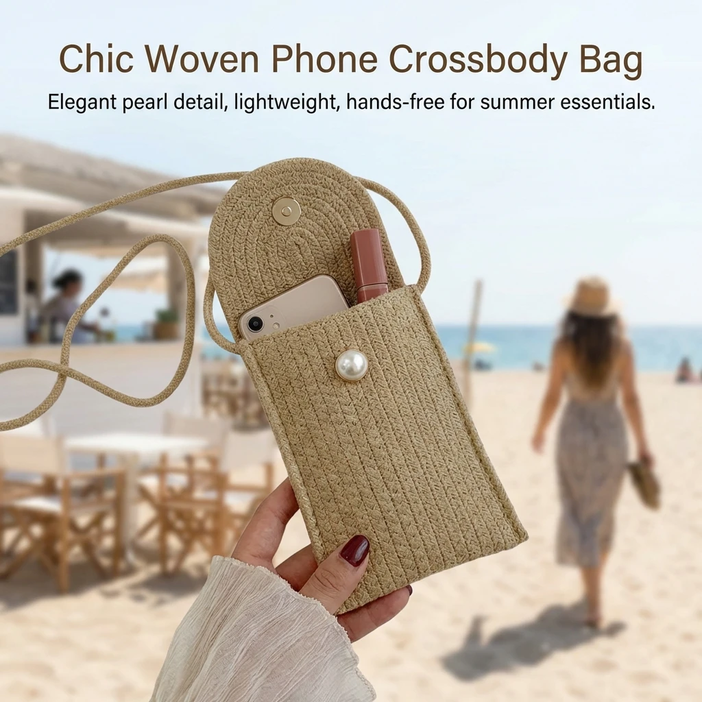 Mini Phone Bag Woven Design Lightweight Crossbody Summer Casual Shoulder Bag with Adjustable Strap
Mini Phone Bag Woven Design Lightweight Crossbody Summer Casual Shoulder Bag with Adjustable Strap