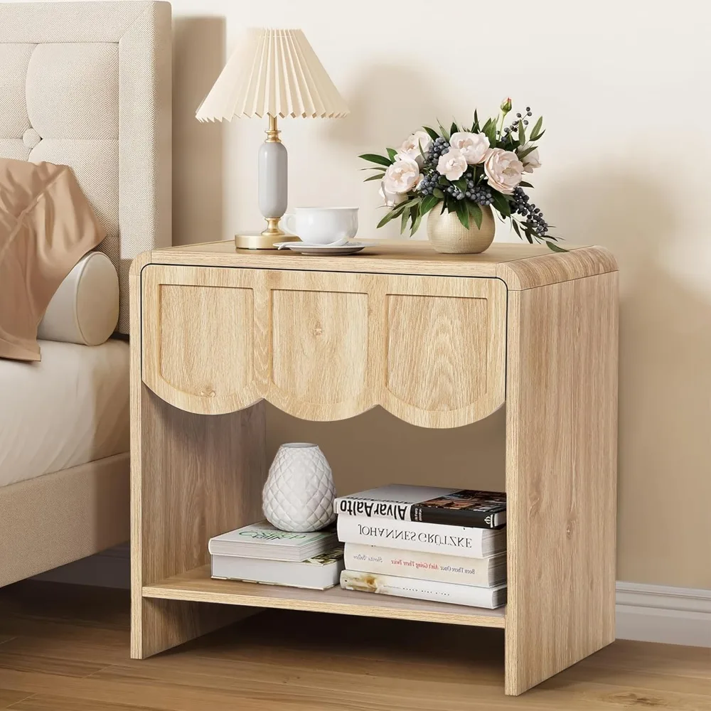 Mid Century Modern Farmhouse Wood Nightstand with Wave Panel Drawer, Bed Side End Table for Small Space, Living Room
Mid Century Modern Farmhouse Wood Nightstand with Wave Panel Drawer, Bed Side End Table for Small Space, Living Room