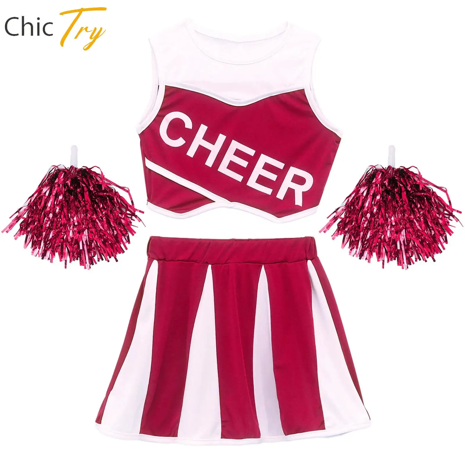 Big Girls Cheer Leading Performance Outfit Set Sleeveless Short Top Skirt Hand Pom Poms Football Competition Costume Uniform
Big Girls Cheer Leading Performance Outfit Set Sleeveless Short Top Skirt Hand Pom Poms Football Competition Costume Uniform