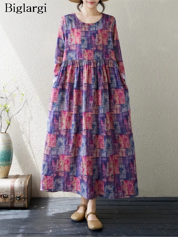 Oversized Autumn Floral Print A-Line Dress Women Loose Ruffle Pleated Fashion Casual Ladies Dresses Long Sleeve Woman Dress
Oversized Autumn Floral Print A-Line Dress Women Loose Ruffle Pleated Fashion Casual Ladies Dresses Long Sleeve Woman Dress