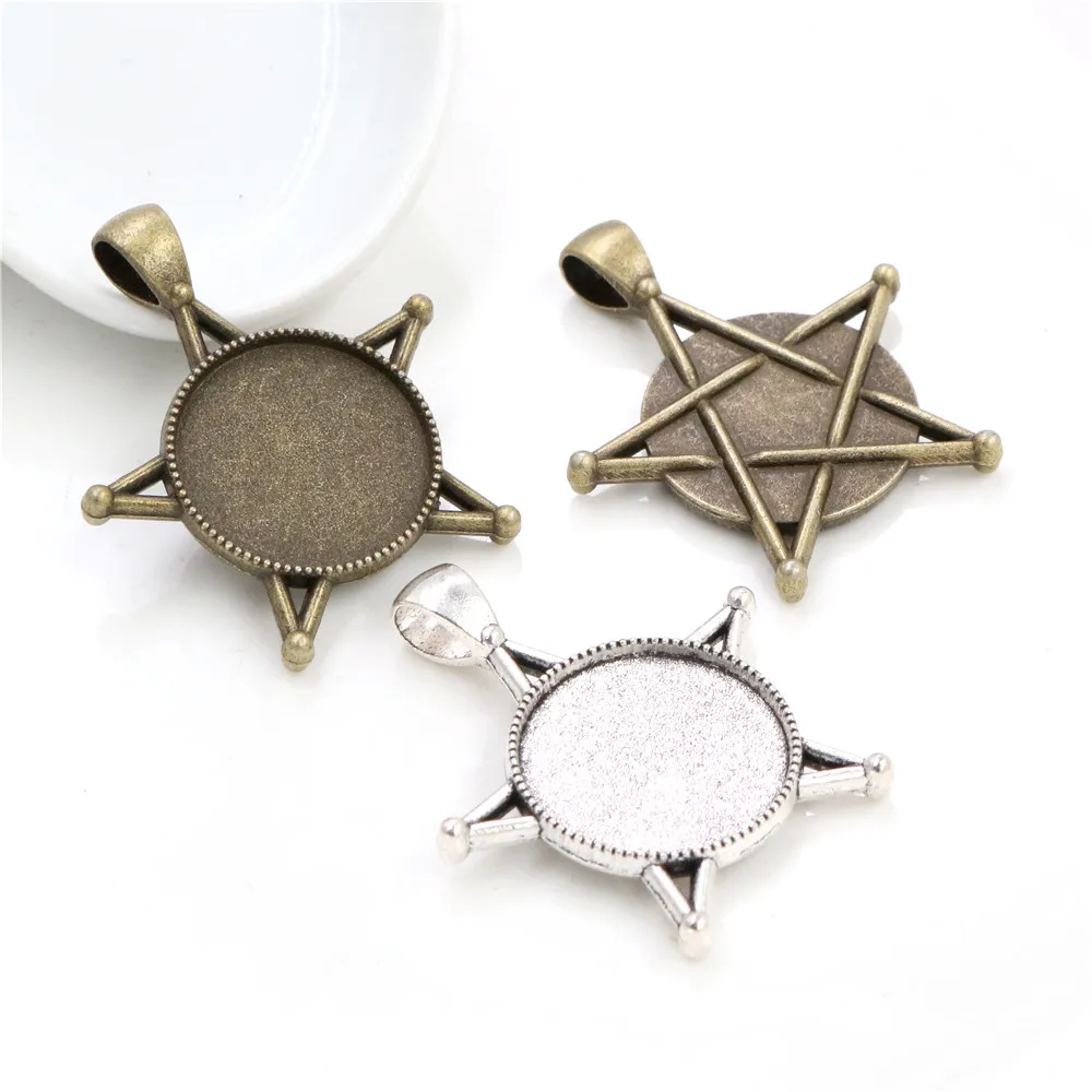 10 шт 20 мм Внутренний размер античный посеребренный и бронзовый цвета пятизвездный стиль кабошон основа Установка Подвески кулон 
10 шт 20 мм Внутренний размер античный посеребренный и бронзовый цвета пятизвездный стиль кабошон основа Установка Подвески кулон