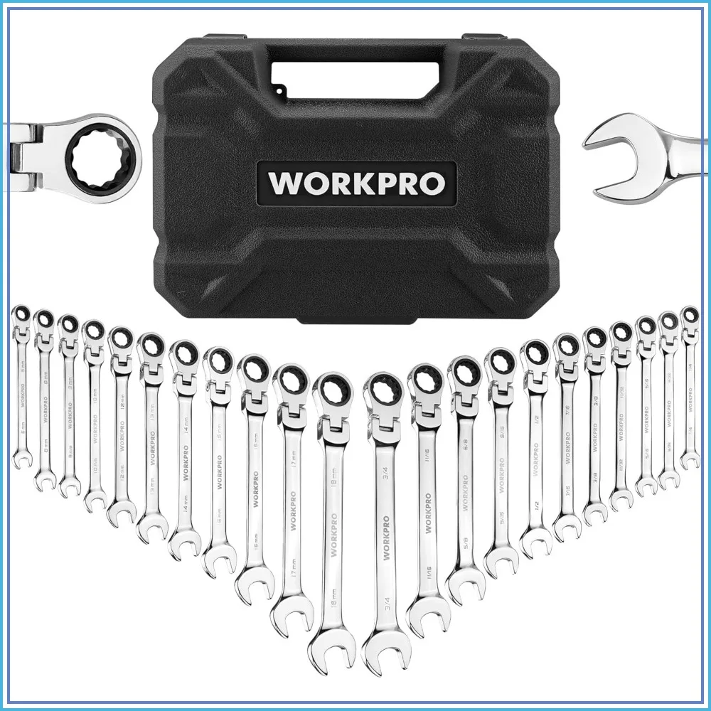 22-Piece Flex-Head Ratcheting Wrench Set, Metric 6-18mm & SAE 1/4-3/4", 72 Teeth, with Organizer Box
22-Piece Flex-Head Ratcheting Wrench Set, Metric 6-18mm & SAE 1/4-3/4", 72 Teeth, with Organizer Box