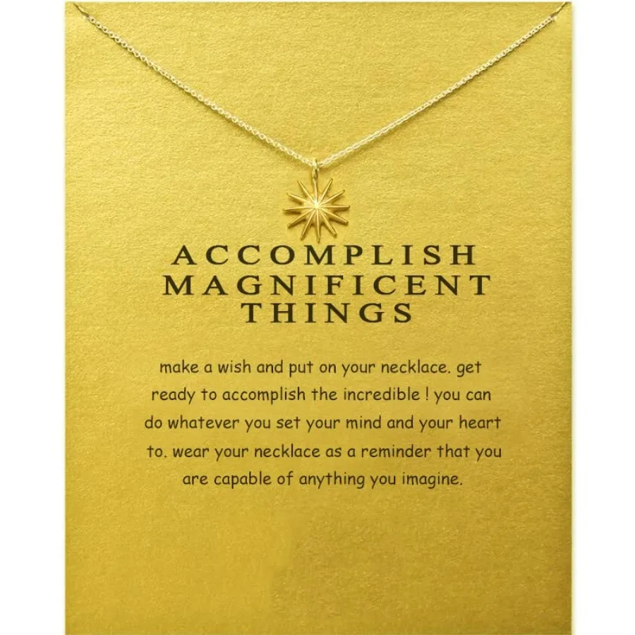 Friendship Sun Necklace Good Luck Pendant Chain Necklace with Message Card Gift Card
Friendship Sun Necklace Good Luck Pendant Chain Necklace with Message Card Gift Card