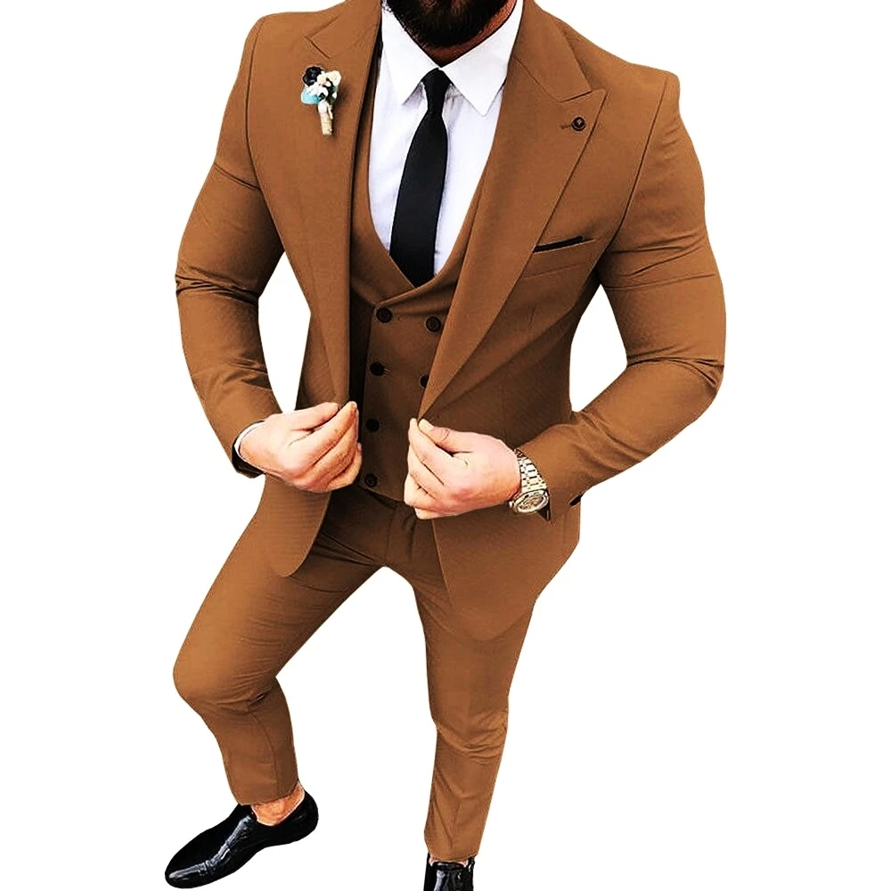 New 3 Piece Brown Men Suits Business Formal Slim Fit Wedding Casual Groom Tuxedos Classic Style Business Jacket Vest With Pants
New 3 Piece Brown Men Suits Business Formal Slim Fit Wedding Casual Groom Tuxedos Classic Style Business Jacket Vest With Pants