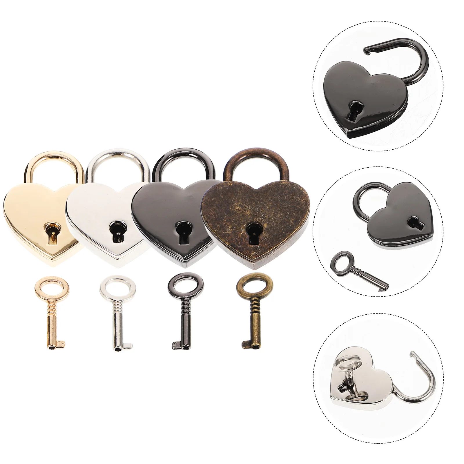 4Pcs Heart Locks Mini Metal Padlocks for Jewelry Box Diary Luggage Locks with Keys Small Lightweight Practical Use
4Pcs Heart Locks Mini Metal Padlocks for Jewelry Box Diary Luggage Locks with Keys Small Lightweight Practical Use