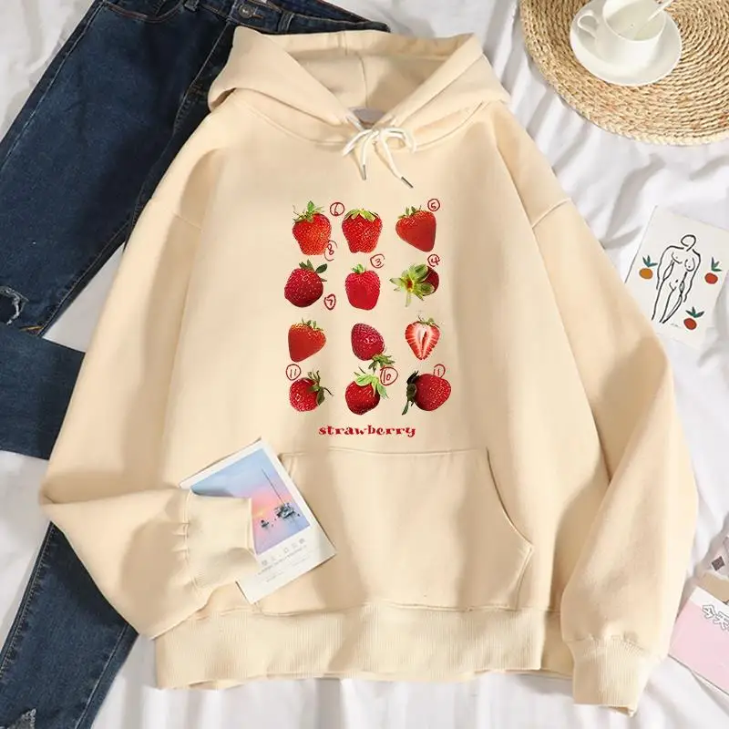 Casual Womens Hoodies Complete Strawberries Printed Sweatshirt Comfortable Pocket Fleece Soft Pullover Autumn Winter Streetwear
Casual Womens Hoodies Complete Strawberries Printed Sweatshirt Comfortable Pocket Fleece Soft Pullover Autumn Winter Streetwear