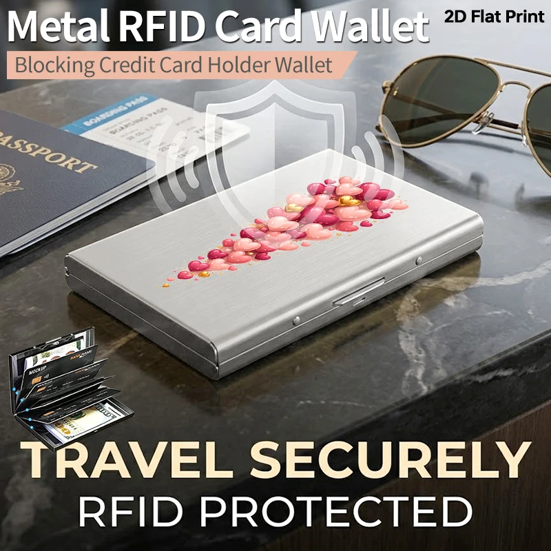 RFID Blocking Slim Metal Card Holder 3D Glossy Pink Red Glitter Heart Pattern Pop Up Credit Card Case Minimalist Anti-Theft meta
RFID Blocking Slim Metal Card Holder 3D Glossy Pink Red Glitter Heart Pattern Pop Up Credit Card Case Minimalist Anti-Theft meta