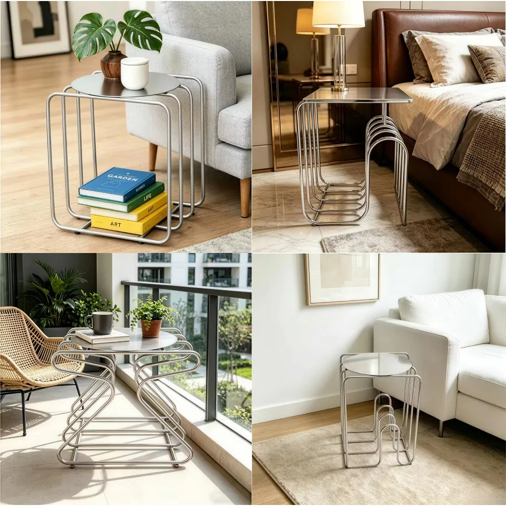 Multiple geometric wireframe edge tables, minimalist style tables with sofa edge decorations in living rooms and bedrooms
Multiple geometric wireframe edge tables, minimalist style tables with sofa edge decorations in living rooms and bedrooms