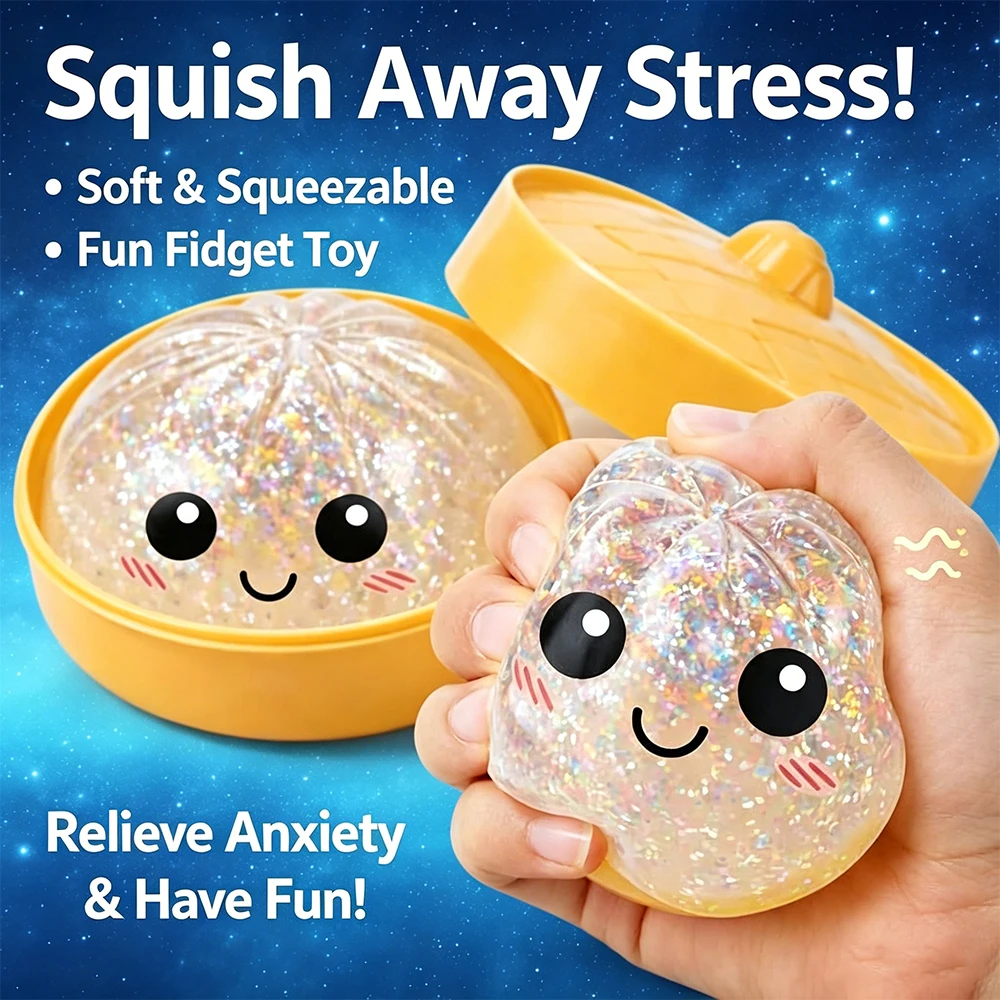 Squishy Bun Stress Relief Toy, Cute Glitter Steamed Bun Squeeze Toy, Slow Rebound Anti-Stress Fidget Toy for Kids Adults
Squishy Bun Stress Relief Toy, Cute Glitter Steamed Bun Squeeze Toy, Slow Rebound Anti-Stress Fidget Toy for Kids Adults
