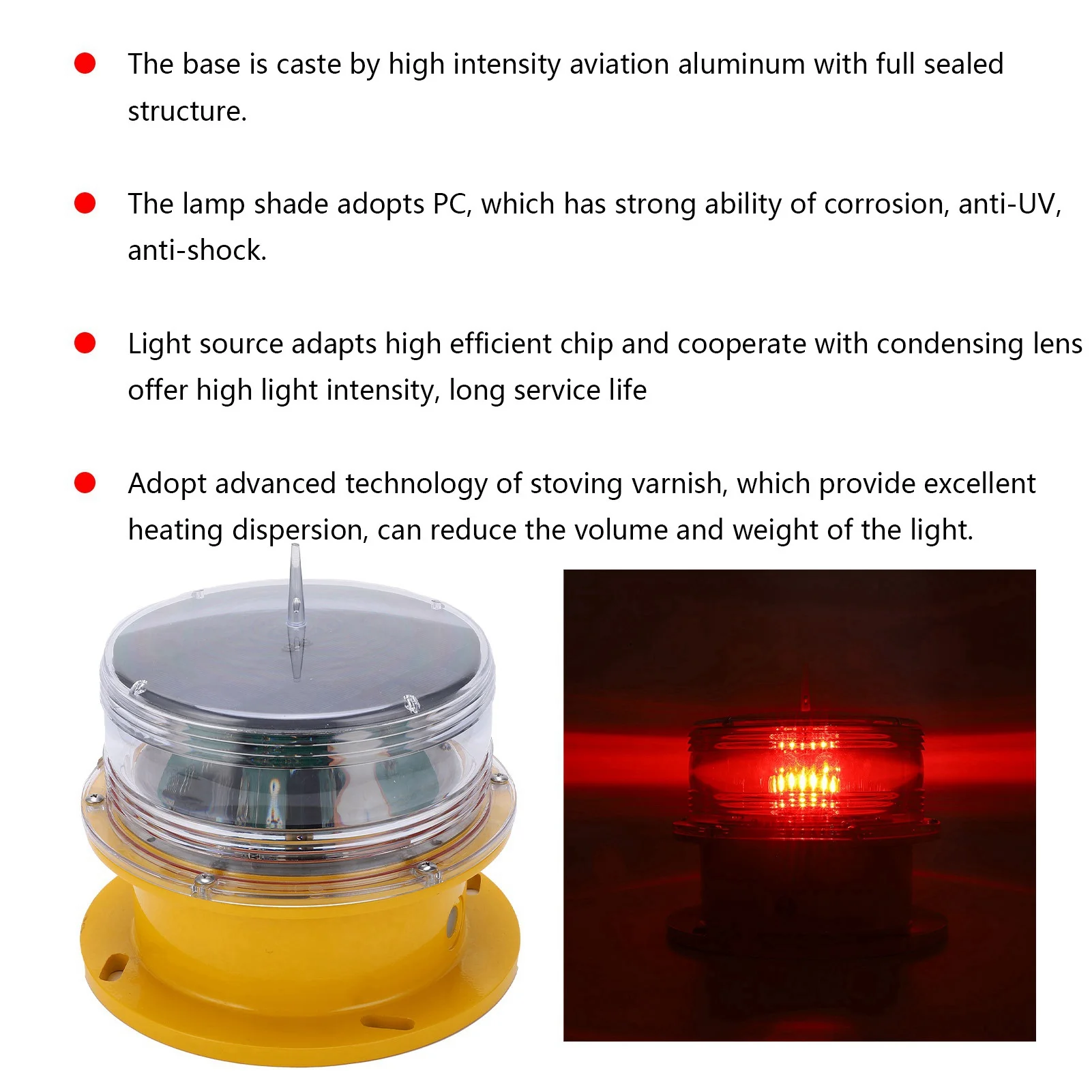 Светодиодная сигнальная лампа авиационного обструкции IP66 средней интенсивности света на открытом воздухе для морских водных дорожек, реков, озер
Светодиодная сигнальная лампа авиационного обструкции IP66 средней интенсивности света на открытом воздухе для морских водных дорожек, реков, озер