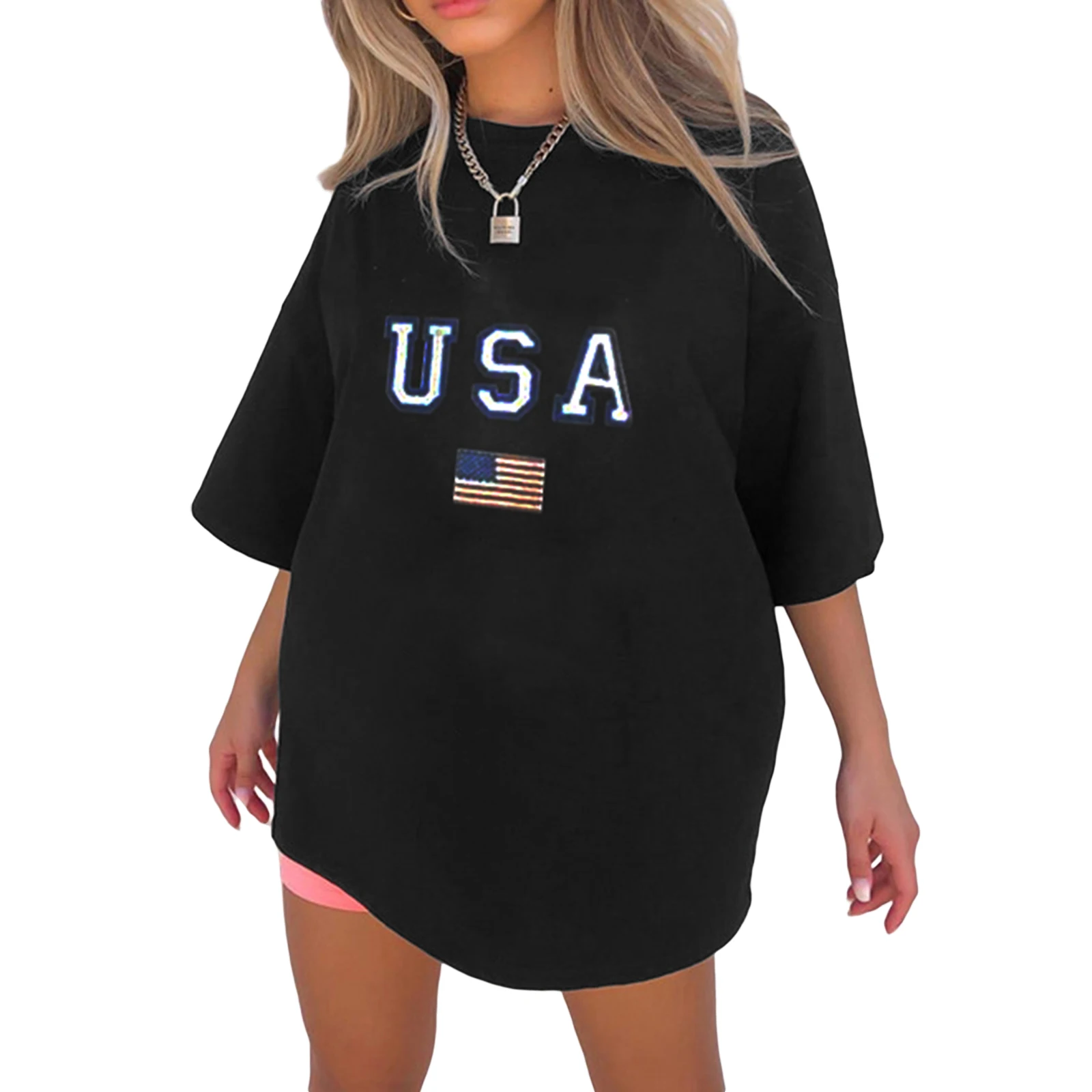 Women Independence Day Flag Letter Print Tee for Women Loose Short Sleeve T-shirts Summer Casual Vintage Basic Tops Streetwear
Women Independence Day Flag Letter Print Tee for Women Loose Short Sleeve T-shirts Summer Casual Vintage Basic Tops Streetwear