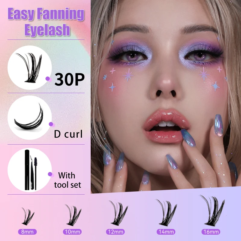 DIY Cluster Lashes Super Fluffy D Curl Eyelash 8-16mm Lightweight Segmented Natural Lashes With Glue Waterproof Tweezers Tools
DIY Cluster Lashes Super Fluffy D Curl Eyelash 8-16mm Lightweight Segmented Natural Lashes With Glue Waterproof Tweezers Tools