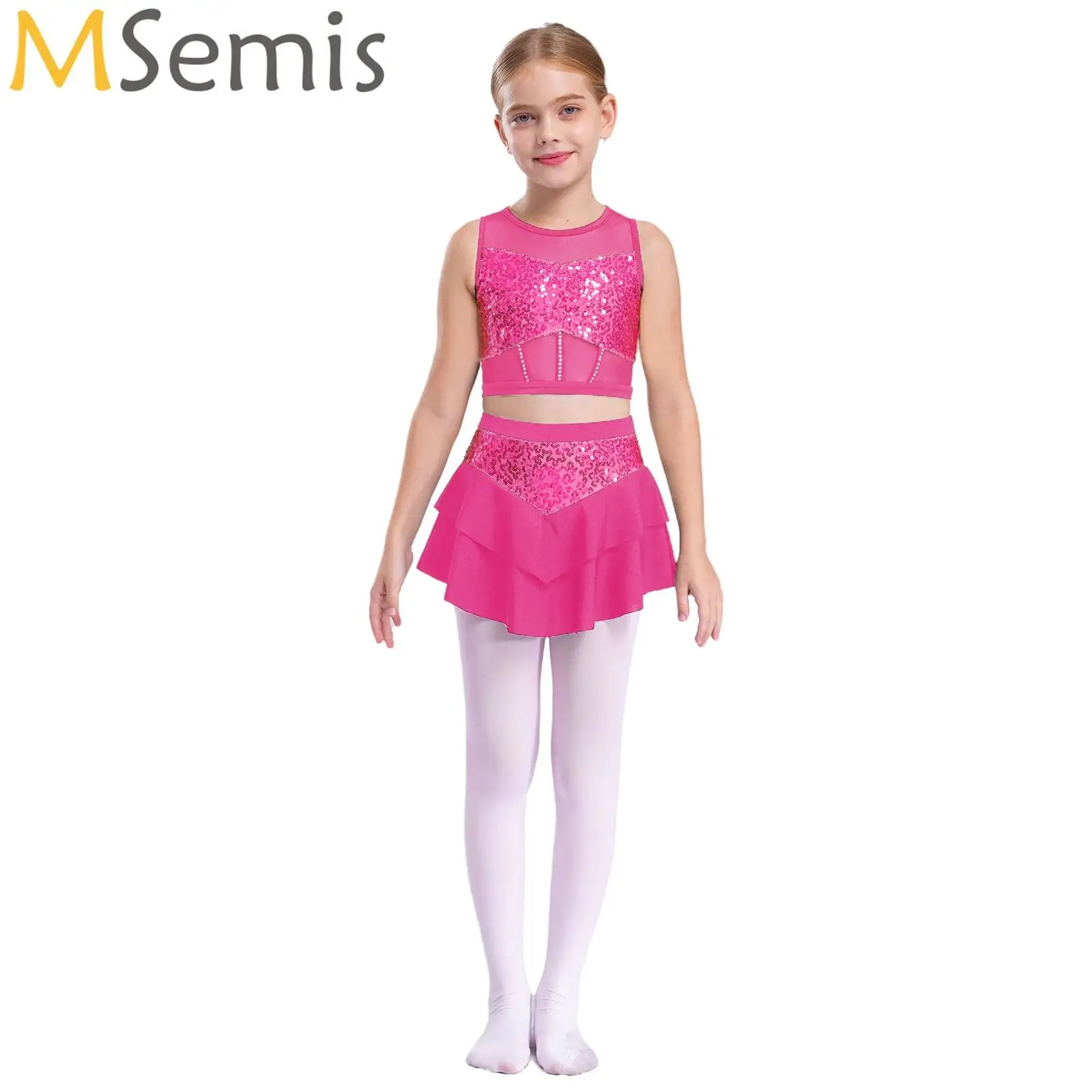 Kids Girls Jazz Modern Dance Wear Stage Performance Costume Cheerleading Skating Ballet Gymnastics Outfit Crop Top with Skirts
Kids Girls Jazz Modern Dance Wear Stage Performance Costume Cheerleading Skating Ballet Gymnastics Outfit Crop Top with Skirts