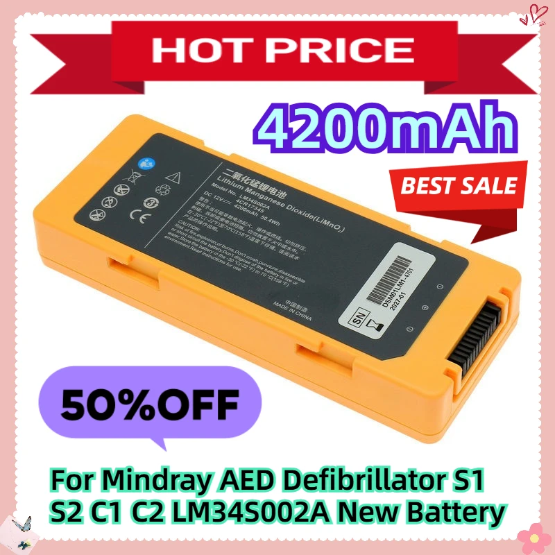 For Mindray AED Defibrillator S1 S2 C1 C2 LM34S002A New 4200mAh Battery
For Mindray AED Defibrillator S1 S2 C1 C2 LM34S002A New 4200mAh Battery
