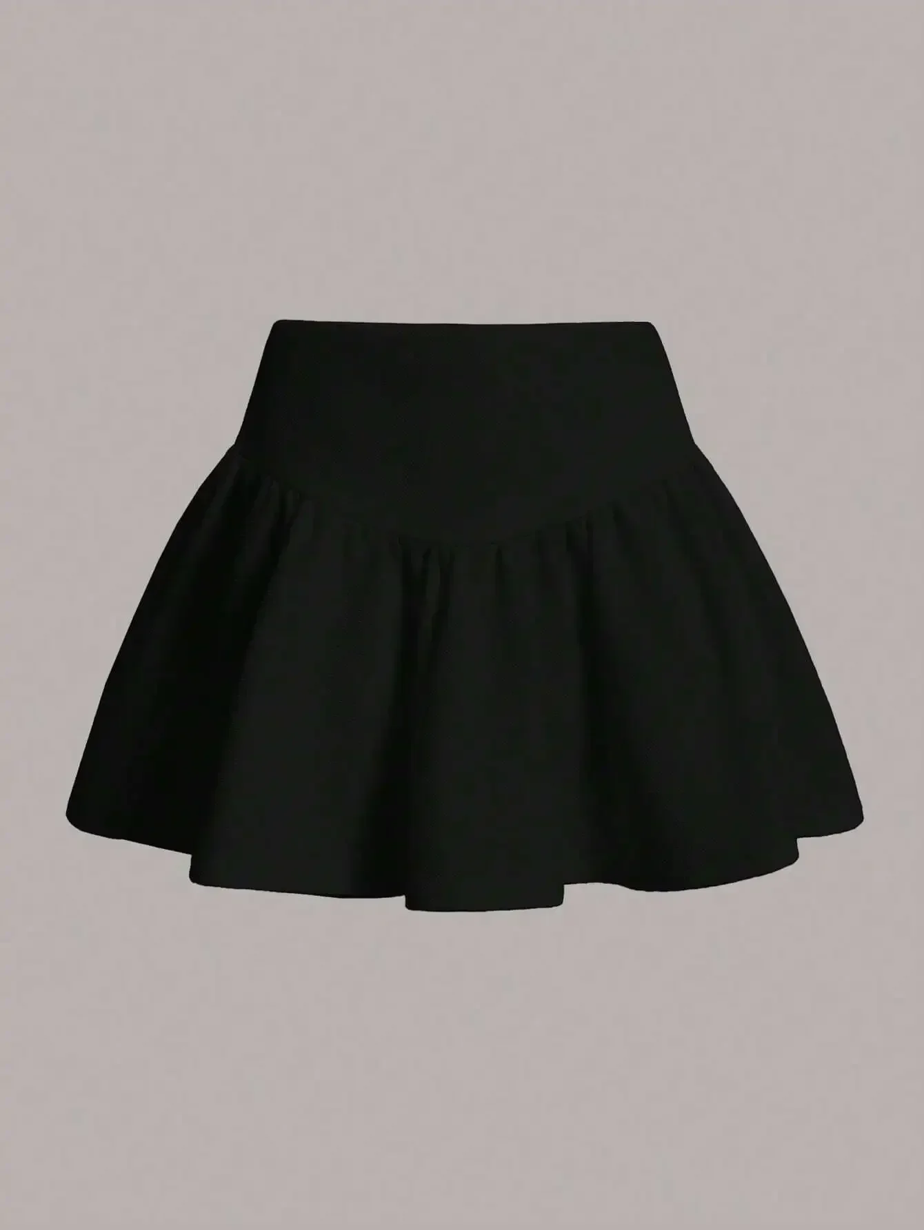 Solid Wide Waistband Ruffle Hem Black Mini Kirt
Solid Wide Waistband Ruffle Hem Black Mini Kirt
