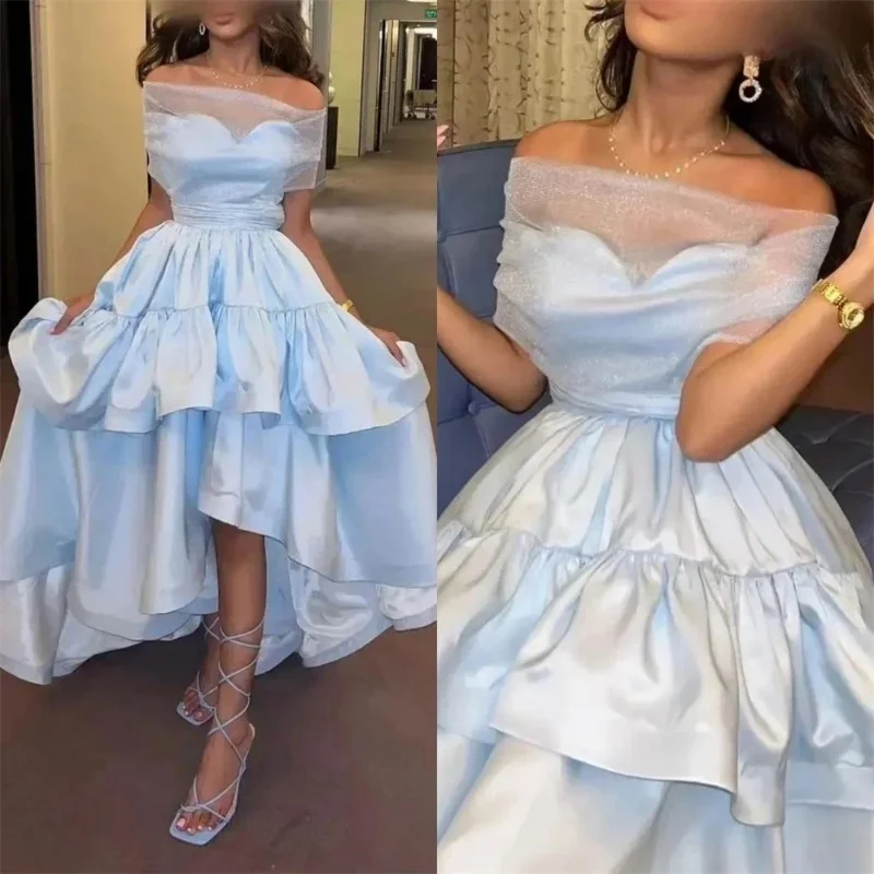 Prom Dress Off the Shoulder Strapless Knee Length Prom Dress Pleated sheer chiffon Formal Evening Dress 2024 New
Prom Dress Off the Shoulder Strapless Knee Length Prom Dress Pleated sheer chiffon Formal Evening Dress 2024 New