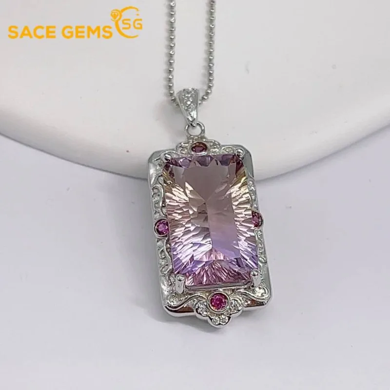 SACEGEMS 925Sterling Silver Certified 12*19MM Natual Ametrine Pendant Necklaces for Womne Engagement Cocktail Party Fine Jewelry
SACEGEMS 925Sterling Silver Certified 12*19MM Natual Ametrine Pendant Necklaces for Womne Engagement Cocktail Party Fine Jewelry