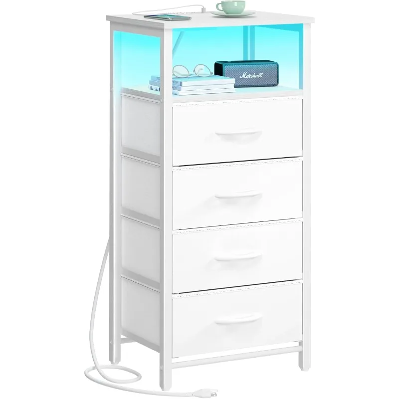 Night Stand - LED White Nightstand with Charging Station, Bedside Table with 4 Storage Drawers and Storage Shelf, End Ta
Night Stand - LED White Nightstand with Charging Station, Bedside Table with 4 Storage Drawers and Storage Shelf, End Ta