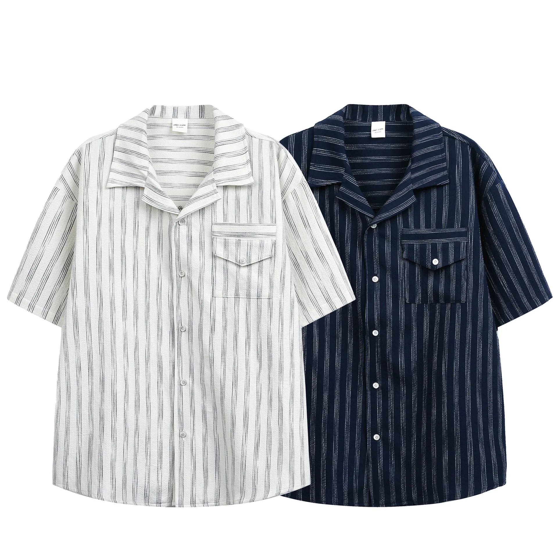 Hawaii Beach Vacation Style Japanese Retro Stripe Cuban Collar Shirt Summer Unisex Loose-fit Half-sleeve Shirt for Men
Hawaii Beach Vacation Style Japanese Retro Stripe Cuban Collar Shirt Summer Unisex Loose-fit Half-sleeve Shirt for Men