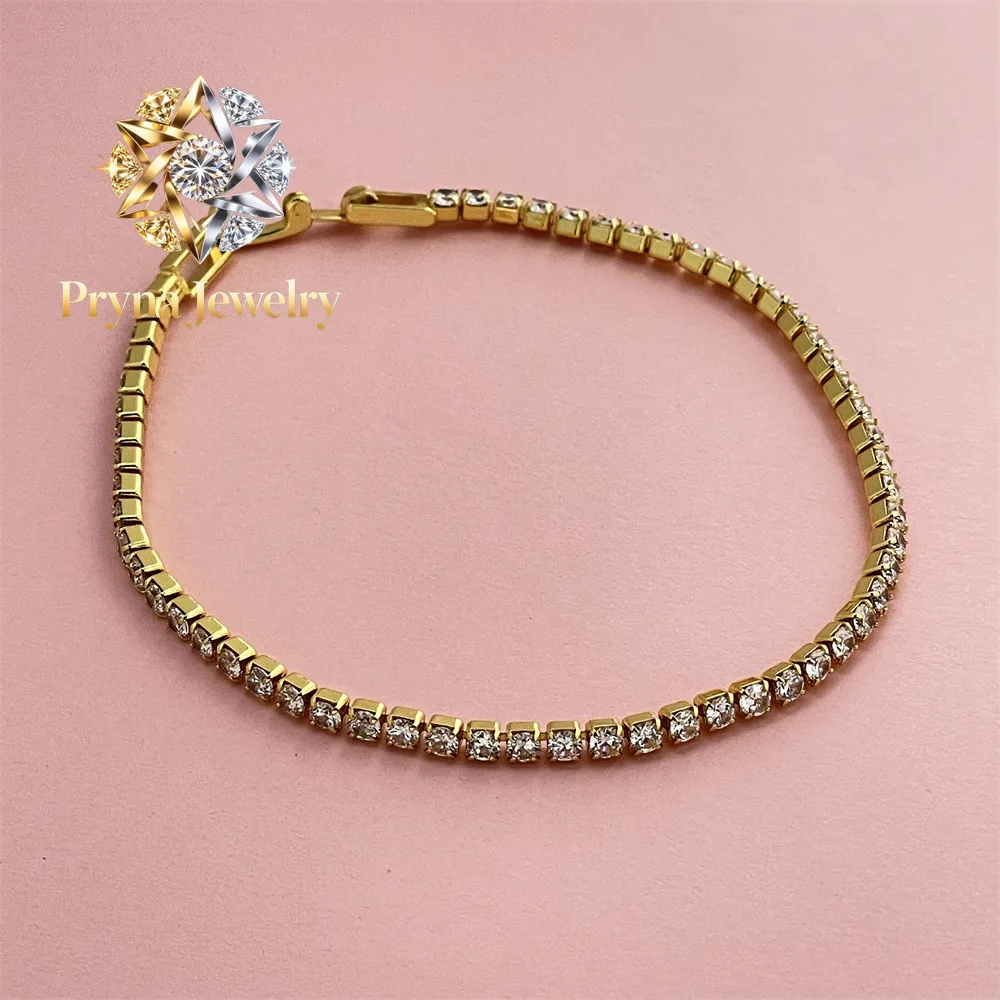 Pryna Jewelry 24K Gold AU999 2.5MM Gold Tennis Diamond-Studded Bracelet Women - Premium, lively 2.5MM chain, matches dresses &
Pryna Jewelry 24K Gold AU999 2.5MM Gold Tennis Diamond-Studded Bracelet Women - Premium, lively 2.5MM chain, matches dresses &