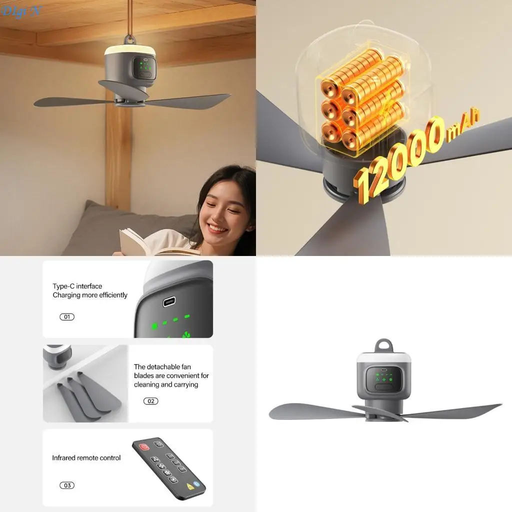 USB Rechargeable Remote Control Quiet Hanging Fan LED Light for Camping Tent Car R2LB
USB Rechargeable Remote Control Quiet Hanging Fan LED Light for Camping Tent Car R2LB