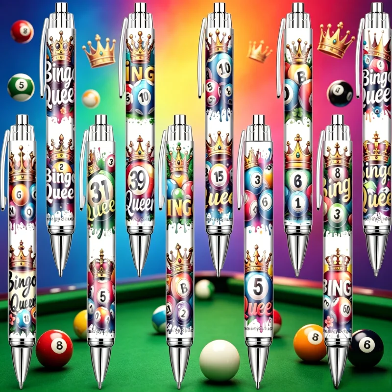 10PCS Retractable Ballpoint Pens, Bingo Queen Crown & Colorful Balls Design, Creative Stationery & Gifts, Random Styles
10PCS Retractable Ballpoint Pens, Bingo Queen Crown & Colorful Balls Design, Creative Stationery & Gifts, Random Styles