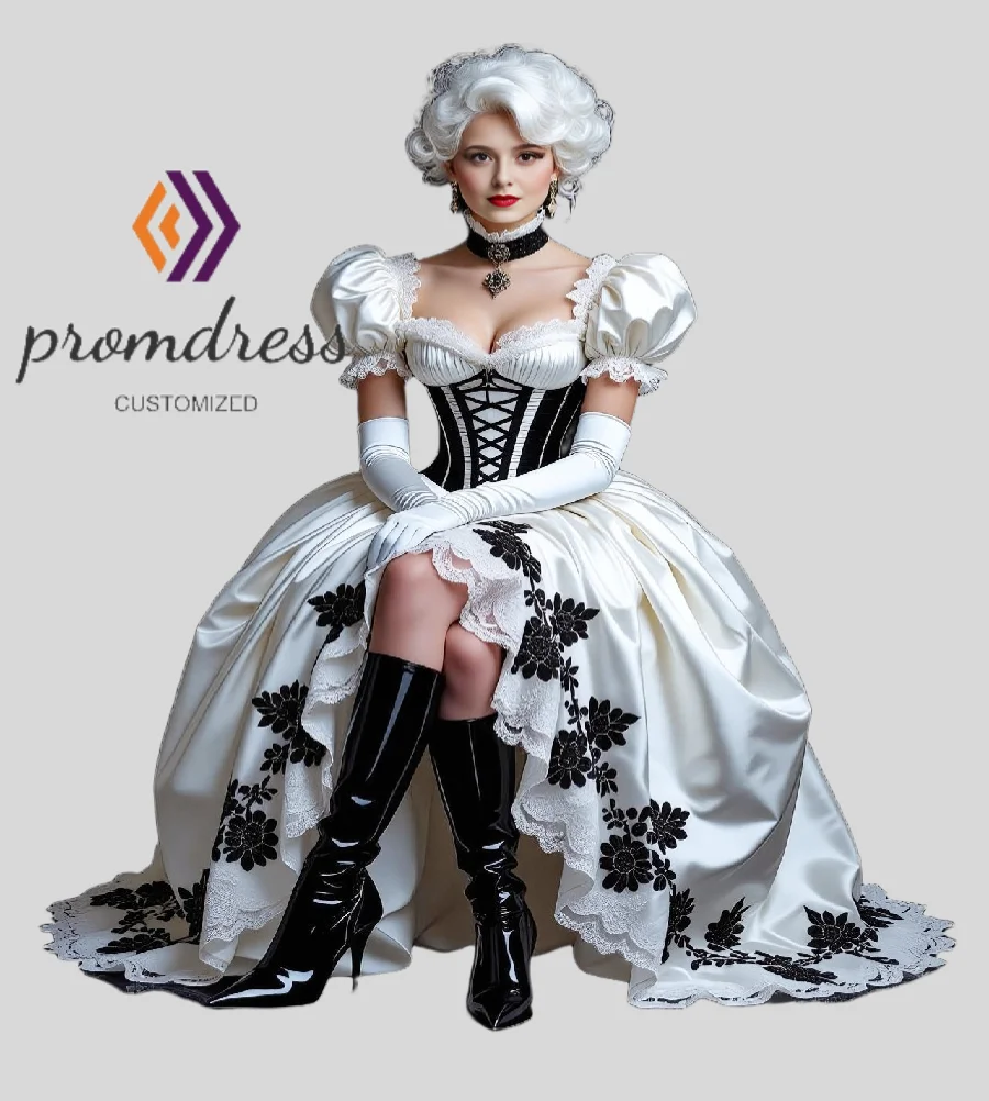 Steampunk Gothic Medieval Costume Prom Dress With Black Lace Elegant Victorian Renaissance Evening Dress Cosplay Wear Customized
Steampunk Gothic Medieval Costume Prom Dress With Black Lace Elegant Victorian Renaissance Evening Dress Cosplay Wear Customized