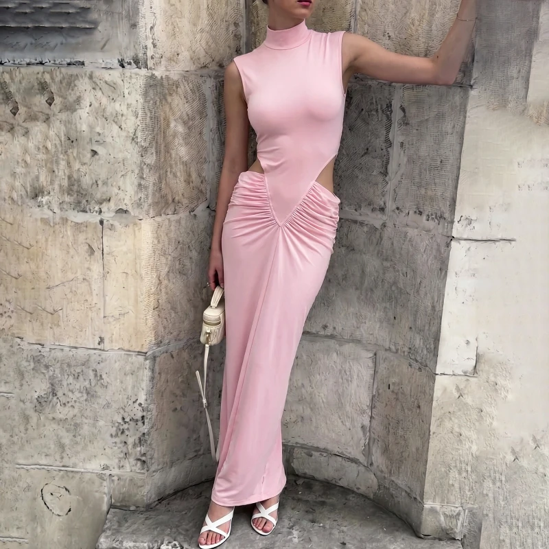 Typhaland Slim Stand-Collar Sexy Dress Women's Midriff-Baring Sleeveless Ruched Maxi Dress Female 2026 Summer Party Club Dresses
Typhaland Slim Stand-Collar Sexy Dress Women's Midriff-Baring Sleeveless Ruched Maxi Dress Female 2026 Summer Party Club Dresses