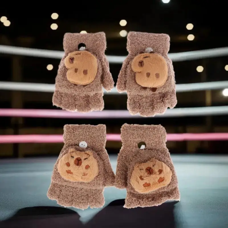 Cartoon Capybara Plush Gloves Children Winter Warm Flip-top Half-Finger Gloves Thickened Coldproof Boys Girls Christmas Gift
Cartoon Capybara Plush Gloves Children Winter Warm Flip-top Half-Finger Gloves Thickened Coldproof Boys Girls Christmas Gift