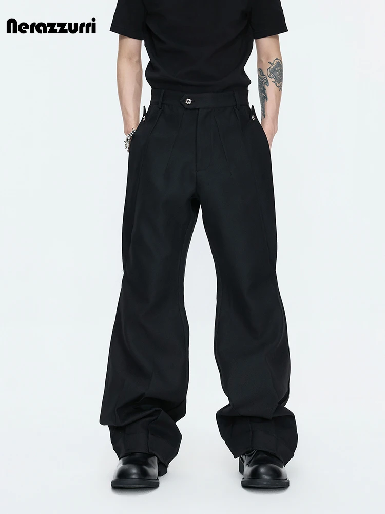 Nerazzurri Spring Autumn Long Black Patchwork Flare Pants for Men High Waist Elegant Chic Luxury Designer Menswear Clothes 2026
Nerazzurri Spring Autumn Long Black Patchwork Flare Pants for Men High Waist Elegant Chic Luxury Designer Menswear Clothes 2026