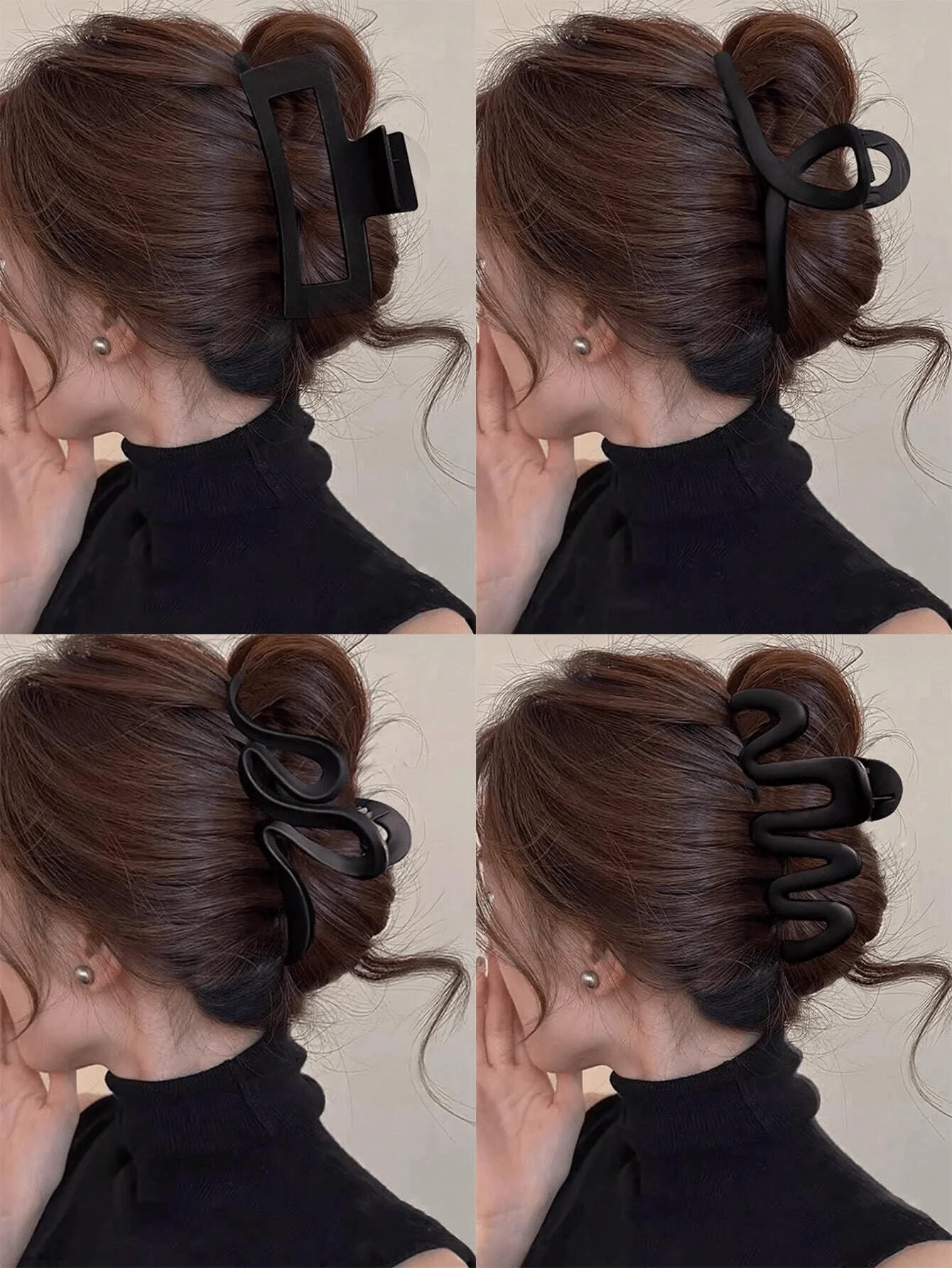 4pcs/1pc 4.25" Square Straight/Wavy Black/Brown Lightweight Plastic Hair Clips, Fashion Versatile Elegant Solid Color Hair Accessories Suitable For Daily Wear, Casual Gathering, Work, Beach Holiday, Hairstyling, Face Washing, Bathing, Makeup, Outfit Match
4pcs/1pc 4.25" Square Straight/Wavy Black/Brown Lightweight Plastic Hair Clips, Fashion Versatile Elegant Solid Color Hair Accessories Suitable For Daily Wear, Casual Gathering, Work, Beach Holiday, Hairstyling, Face Washing, Bathing, Makeup, Outfit Match