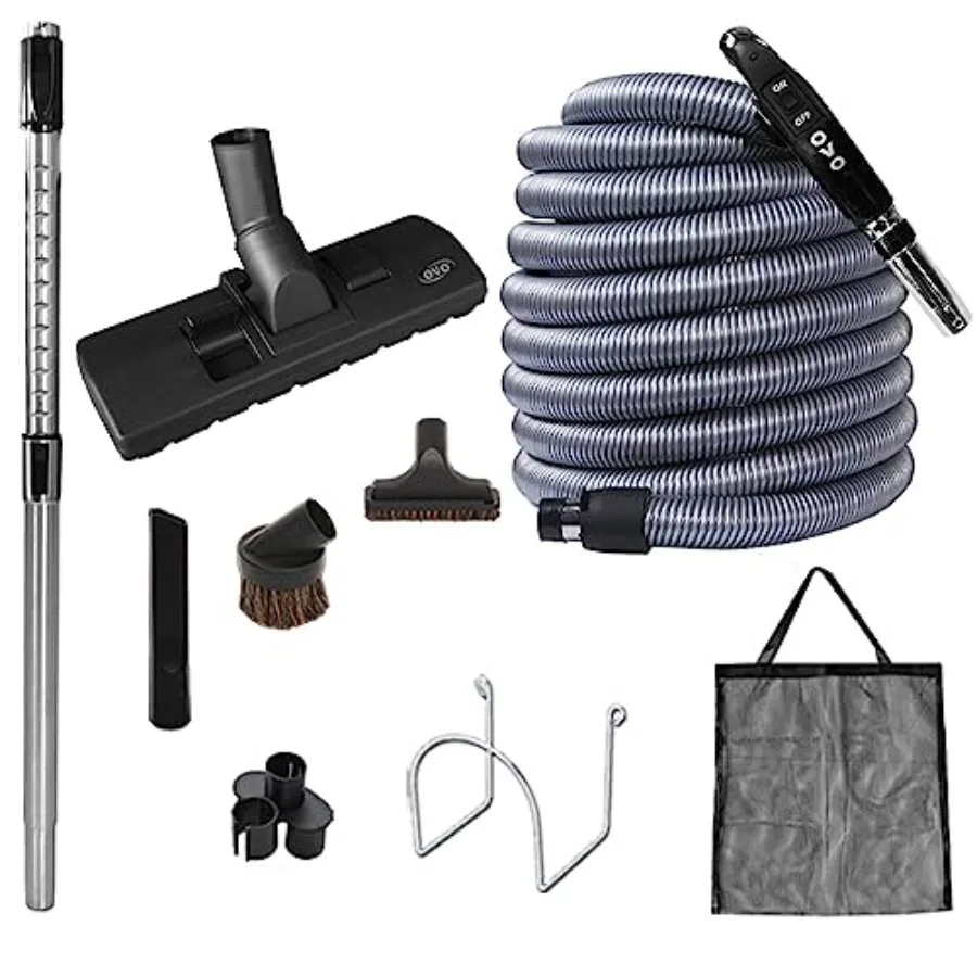 Central Vacuum Standard Kit, with 30/35/40/50ft Low-Voltage Hose, ON/Off Control at The Handle, 12'' Combo Brush and Accories,
Central Vacuum Standard Kit, with 30/35/40/50ft Low-Voltage Hose, ON/Off Control at The Handle, 12'' Combo Brush and Accories,