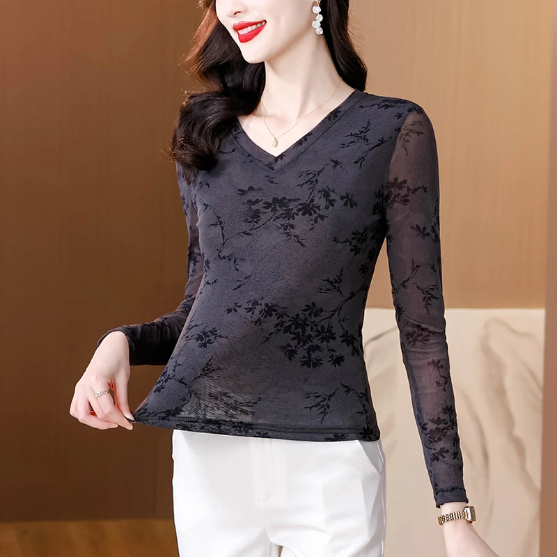 Long Sleeve Printed Mesh Shirts For Women High Stretch Slim Blouse Basic T-Shirt Femme Pullover Tops Blusa Mujer
Long Sleeve Printed Mesh Shirts For Women High Stretch Slim Blouse Basic T-Shirt Femme Pullover Tops Blusa Mujer
