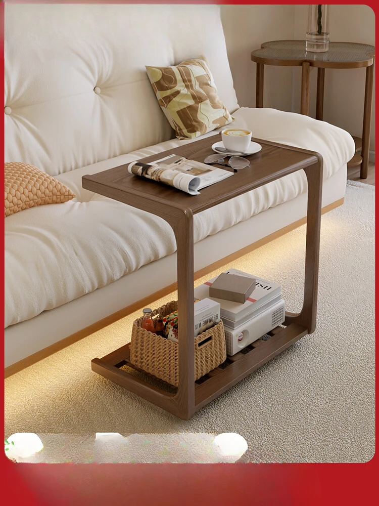 Solid wood sofa side table removable bedside small table with wheel coffee table living room small apartment side cabinet C type
Solid wood sofa side table removable bedside small table with wheel coffee table living room small apartment side cabinet C type