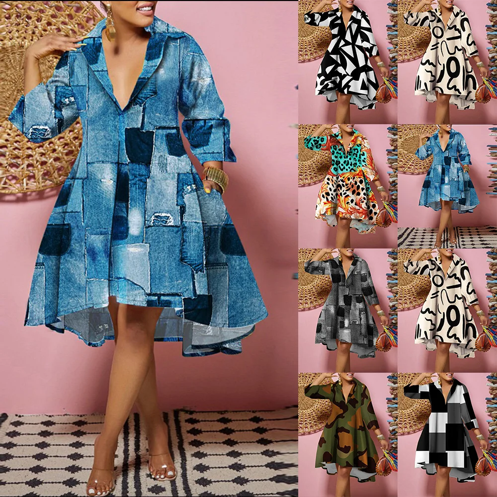 New Spring and Autumn Women's Dress Long Sleeve Pullover V-Neck Print Pattern Swing Dress Temperament Fashion Trend
New Spring and Autumn Women's Dress Long Sleeve Pullover V-Neck Print Pattern Swing Dress Temperament Fashion Trend