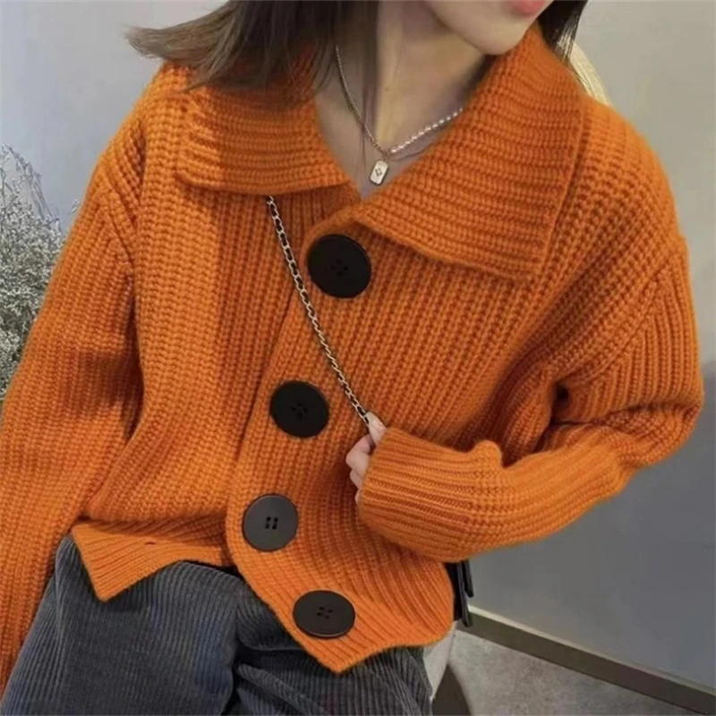 Lazy Sweater Knitting Jacket Women Fashionable Versatile Autumn Winter Loose Comfortable Large Button Knit Cardigan Large Collar
Lazy Sweater Knitting Jacket Women Fashionable Versatile Autumn Winter Loose Comfortable Large Button Knit Cardigan Large Collar