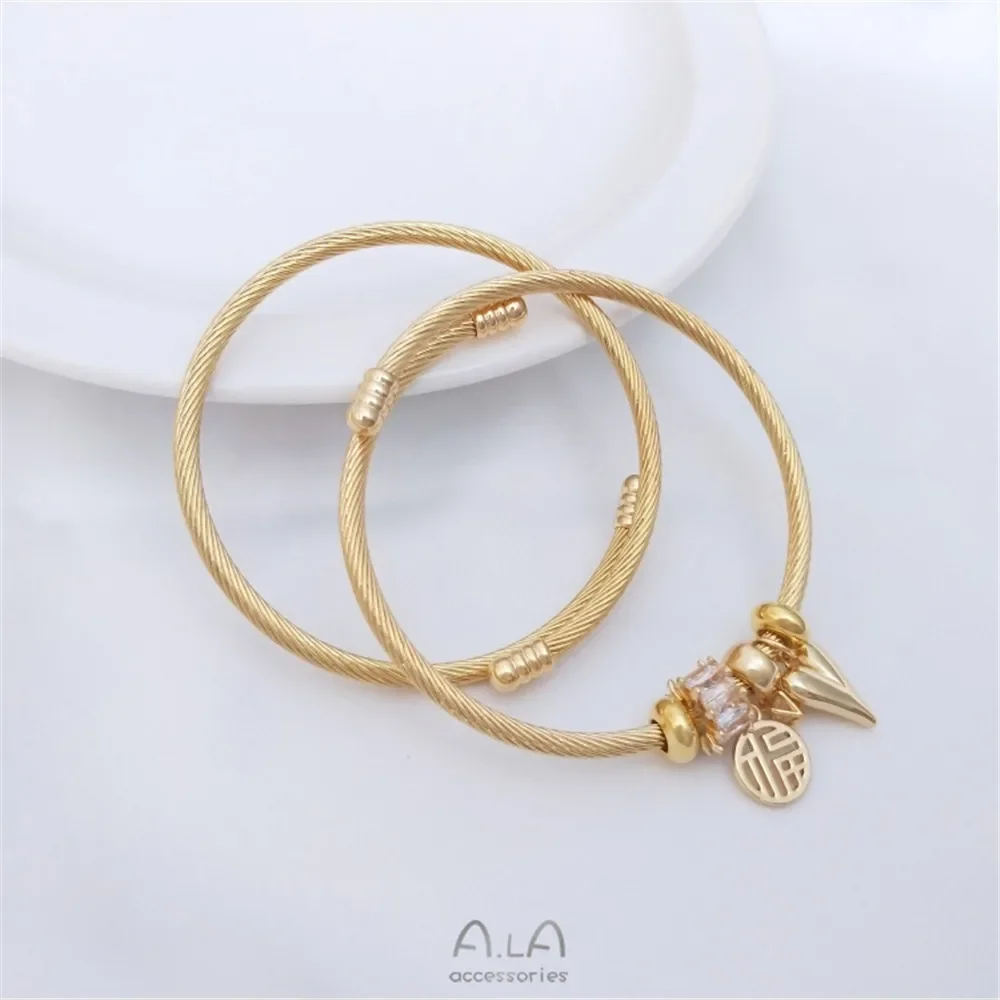 Elastic Steel Wire Loop Bracelet 14K Gold-Color Open Bracelet DIY Hand-strung Large Hole Beads Hanging Pendant Bracelet Ring
Elastic Steel Wire Loop Bracelet 14K Gold-Color Open Bracelet DIY Hand-strung Large Hole Beads Hanging Pendant Bracelet Ring