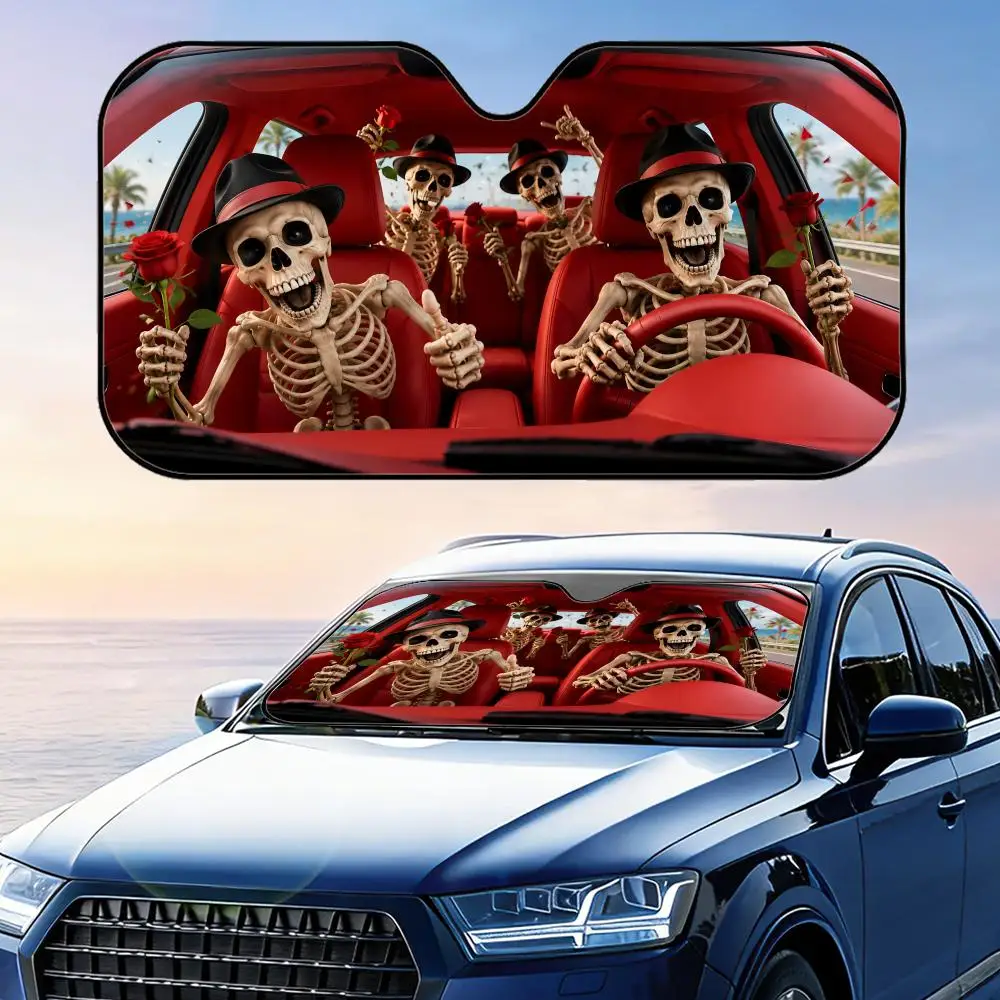 Funny Skeleton Holding Rose Sun Visor Car Windshield Sunshade UV Protection Reflective Foldable Heat Insulation Cover
Funny Skeleton Holding Rose Sun Visor Car Windshield Sunshade UV Protection Reflective Foldable Heat Insulation Cover