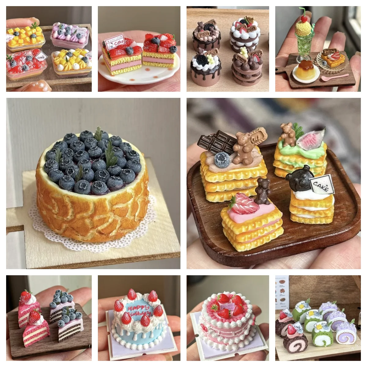 Realistic Miniature Cake & Drink Set - DIY Dollhouse Decor! Cream/Glaazed/Chocolate Crunch Cakes, Blueberry/Fruit Tart/Cut Cake
Realistic Miniature Cake & Drink Set - DIY Dollhouse Decor! Cream/Glaazed/Chocolate Crunch Cakes, Blueberry/Fruit Tart/Cut Cake