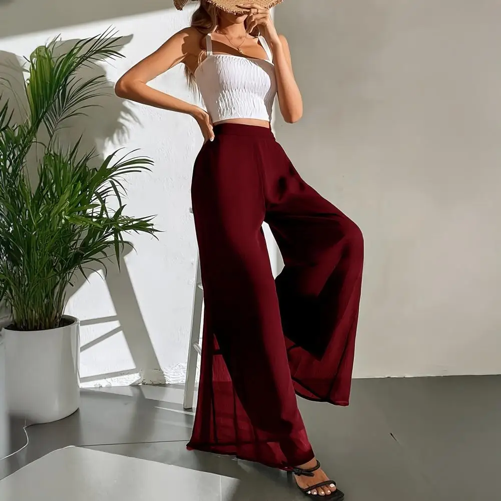 Women Elastic High Waist Wide Leg Loose Fit Casual Trousers Summer Chiffon Long Pants Travel Daily Wear
Women Elastic High Waist Wide Leg Loose Fit Casual Trousers Summer Chiffon Long Pants Travel Daily Wear