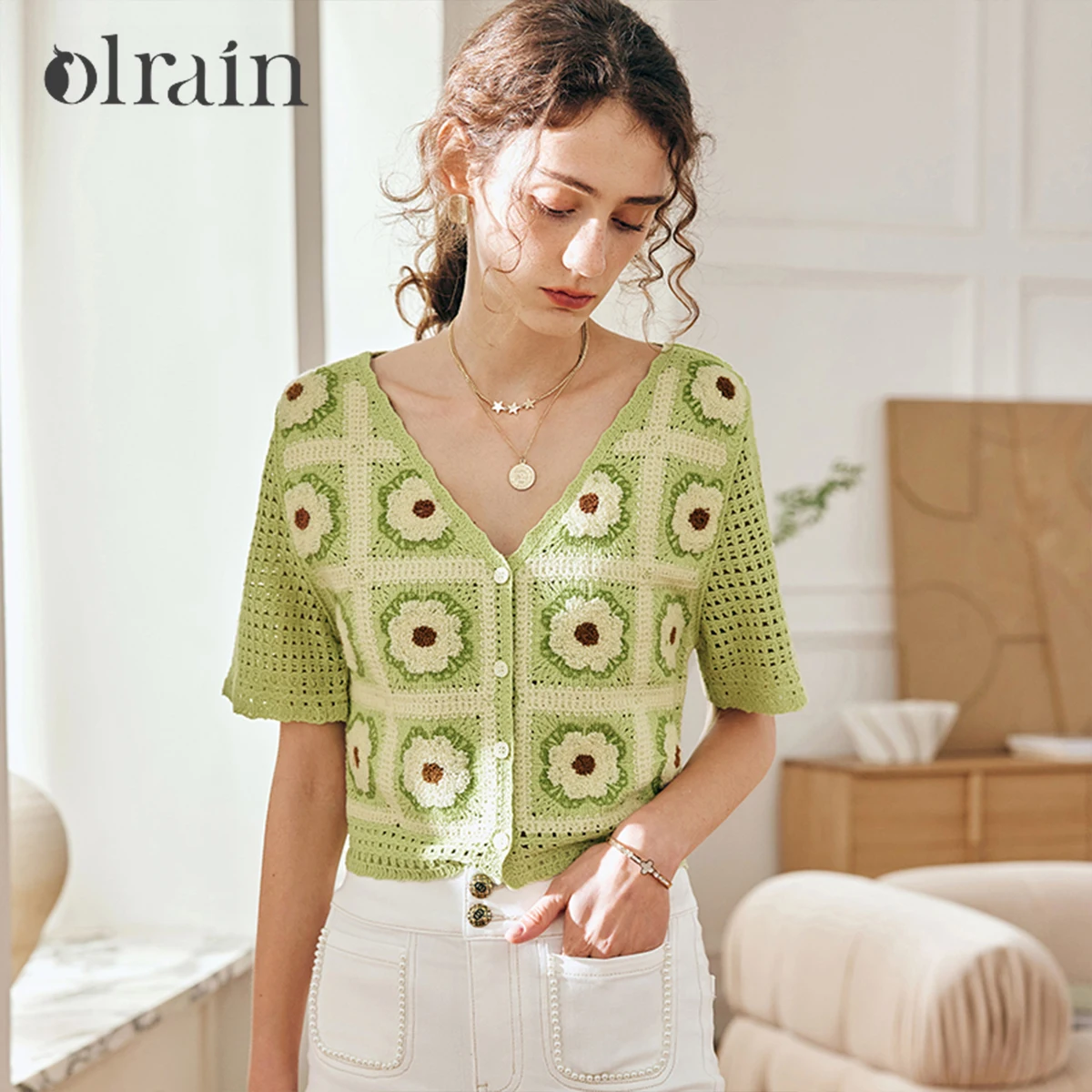OLrain Knitted Cardigan Ladies 2026 Summer Vintage Green Hollow Out Loose Tops V-Neck Short Sleeve Casual Cardigan O23XZ66525
OLrain Knitted Cardigan Ladies 2026 Summer Vintage Green Hollow Out Loose Tops V-Neck Short Sleeve Casual Cardigan O23XZ66525