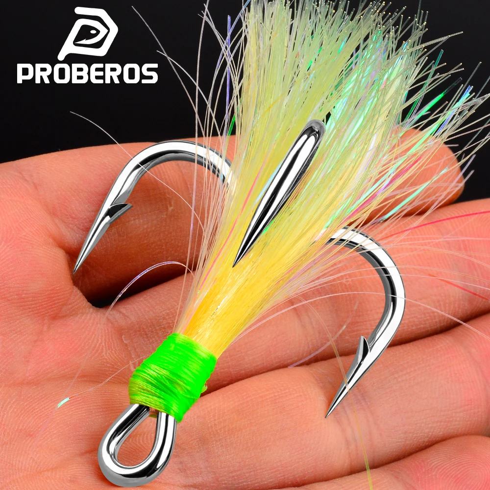 PROBEROS 10pcs/Box Barbed Sharp Feather Treble Hooks High Carbon Steel Hook Antirust Lure Kit Fishing Pesca Tackle Fish Hook
PROBEROS 10pcs/Box Barbed Sharp Feather Treble Hooks High Carbon Steel Hook Antirust Lure Kit Fishing Pesca Tackle Fish Hook
