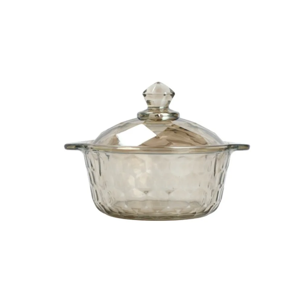 850ML Crystal Glass Bowl Pot with Lid Kitchen Tableware Fruit Salad Bowls Double Handle Diamond Amber Clear Bowl No Cooking
850ML Crystal Glass Bowl Pot with Lid Kitchen Tableware Fruit Salad Bowls Double Handle Diamond Amber Clear Bowl No Cooking