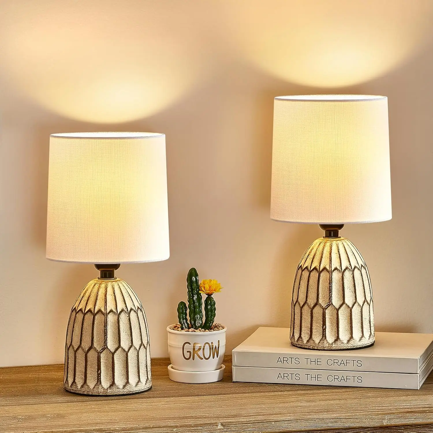 Set of 2 Hand-Painted Ceramic Table Lamps, 13.5" Farmhouse Rustic Style for Bedroom Living Room Office
Set of 2 Hand-Painted Ceramic Table Lamps, 13.5" Farmhouse Rustic Style for Bedroom Living Room Office