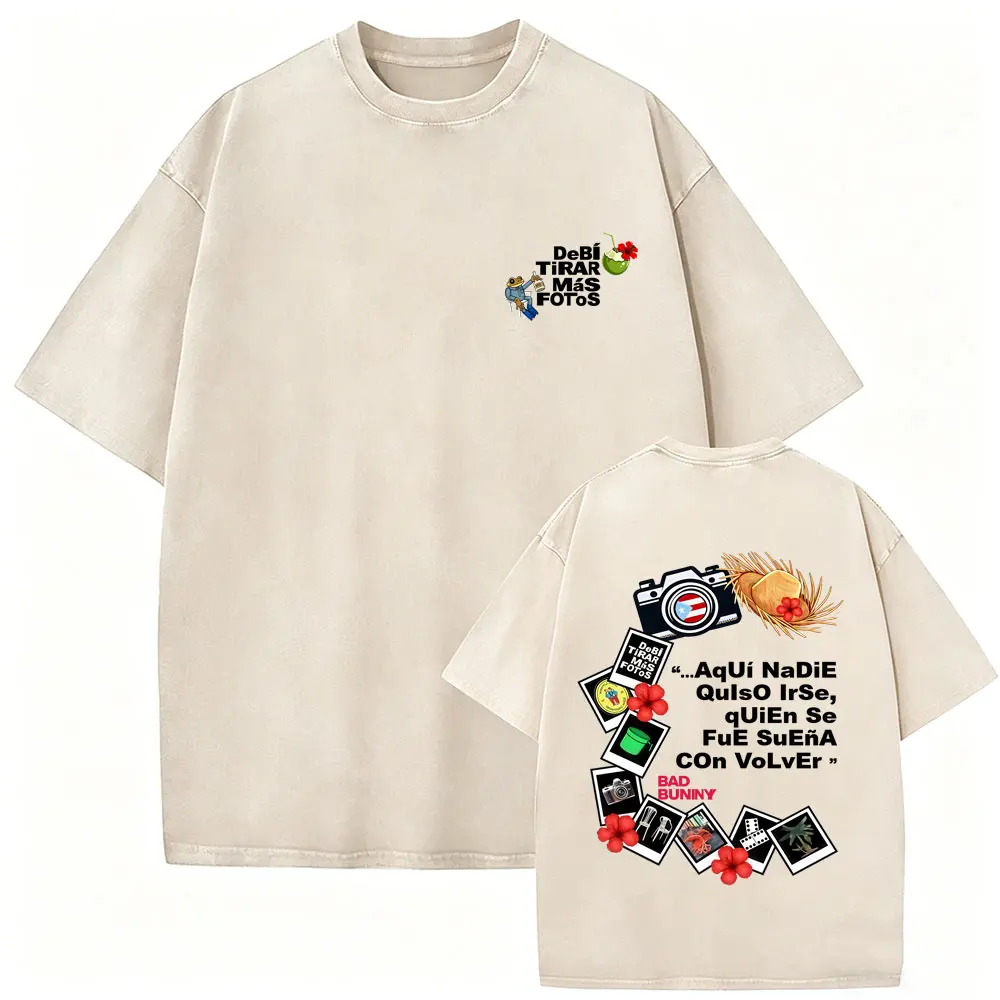 Rapper Bad Bunny Vintage Washed T-shirt Debi Tirar Mas Fotos DTMF World Tour T Shirts Men's Clothing Fashion Hip Hop T-shirts
Rapper Bad Bunny Vintage Washed T-shirt Debi Tirar Mas Fotos DTMF World Tour T Shirts Men's Clothing Fashion Hip Hop T-shirts