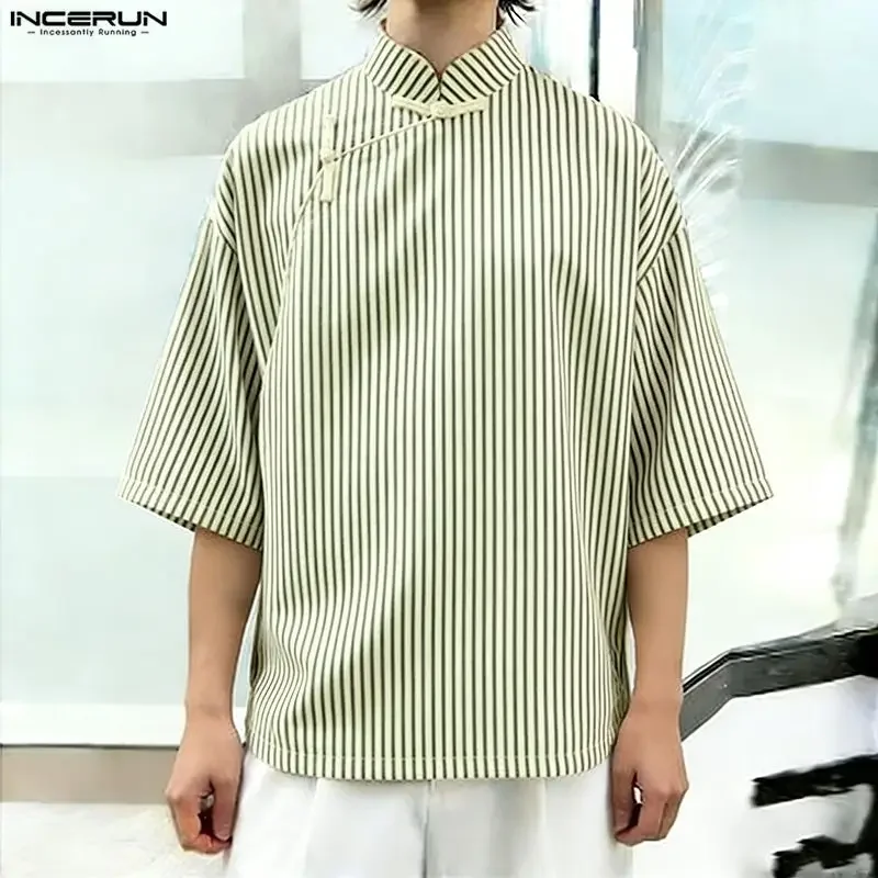INCERUN Men's Striped Shirt Stand Collar Short Sleeve Vintage Men Clothes Streetwear Summer Shirts 2026 Loose Retro Casual Tops
INCERUN Men's Striped Shirt Stand Collar Short Sleeve Vintage Men Clothes Streetwear Summer Shirts 2026 Loose Retro Casual Tops