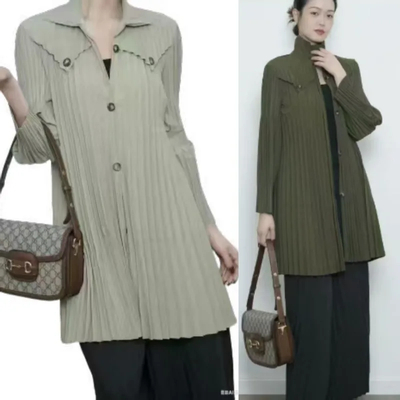 Miyake Pleated Solid Long Jacket Women 2025 Single-Breasted Lapel Minimalist Commuter Casual Coat Fall New Slim-Fit Unique Style
Miyake Pleated Solid Long Jacket Women 2025 Single-Breasted Lapel Minimalist Commuter Casual Coat Fall New Slim-Fit Unique Style