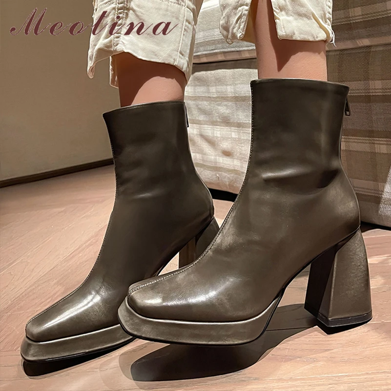 Meotina Women Genuine Leather Ankle Boots Square Toe Thick High Heel Zipper Platform Short Boot Lady Fashion Shoes Autumn Winter
Meotina Women Genuine Leather Ankle Boots Square Toe Thick High Heel Zipper Platform Short Boot Lady Fashion Shoes Autumn Winter